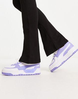 Puma Cali Dream Tweak Leather Sneakers in White with Lavender