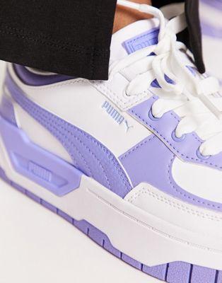 Puma Cali Dream Tweak Leather Sneakers in White with Lavender