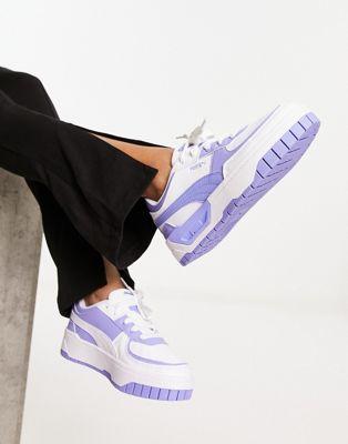 Puma Cali Dream Tweak Leather Sneakers in White with Lavender