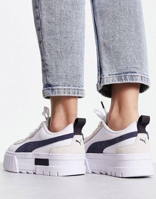Puma Mayze Mix Platform Sneakers in White Navy