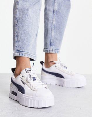 Puma Mayze Mix Platform Sneakers in White Navy