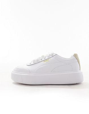 Puma Oslo Femme Leather & Suede Sneakers in White & Gold