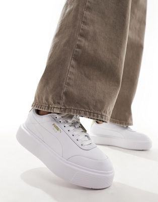 Puma Oslo Femme Leather & Suede Sneakers in White & Gold