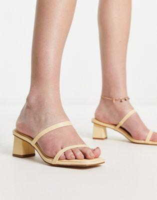 Raid Frieda Yellow Strappy Mid Block Heel Sandals