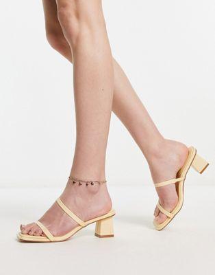 Raid Frieda Yellow Strappy Mid Block Heel Sandals