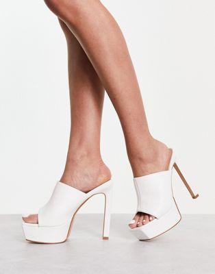 Raid Jovelyn Platform Heeled Mules in White