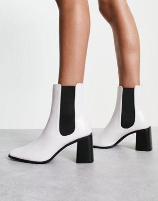 Raid Kennedi Mid Heel Chelsea Boots in White