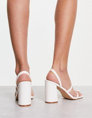 Raid White Lizard Block Heeled Sandals